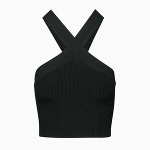 Aritzia Babaton Sculpt Knit Criss Cross Cropped Tank - Black Size Small